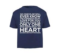 No one Else Will Know My Heart from Inside Statement Short Sleeve Cotton Toddler t Shirt, 1-2 Years, Navy