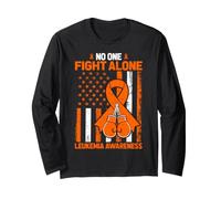 No One Fight Alone Leukemia Awareness American Flag Long Sleeve T-Shirt