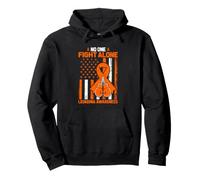 No One Fight Alone Leukemia Awareness American Flag Pullover Hoodie