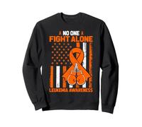 No One Fight Alone Leukemia Awareness American Flag Sweatshirt