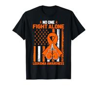 No One Fight Alone Leukemia Awareness American Flag T-Shirt