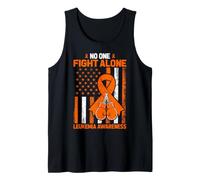 No One Fight Alone Leukemia Awareness American Flag Tank Top