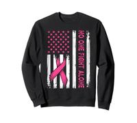 No One Fight Breast Cancer Alone Pink Support Flag Men Women Sweatshirt