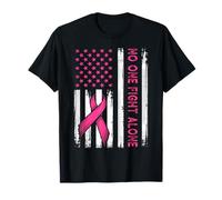 No One Fight Breast Cancer Alone Pink Support Flag Men Women T-Shirt