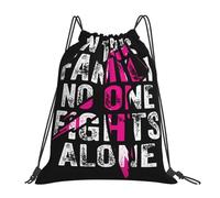 No One Fights Alone Breast Cancer Awareness Unisex Drawstring Bag Durable Drawstring Backpack Waterproof Gym Sack For Gym Sports Travel