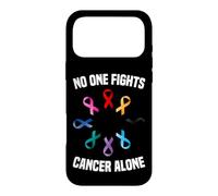 No One Fights Cancer Alone Multicolor Awareness Ribbon Color Case for iPhone 17 Pro Max