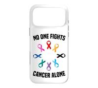No One Fights Cancer Alone Multicolor Awareness Ribbon Color Case for iPhone 17 Pro Max