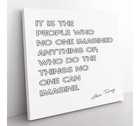 No One Imagined Alan Turing Quote Modern Typography Quote Canvas Wall Art Print Ready to Hang, Framed Picture for Living Room Bedroom Home Office Décor, 35x35 cm (14x14 Inch)