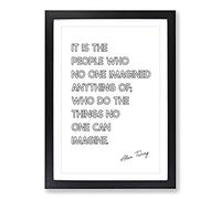 No One Imagined Alan Turing Quote Typography Framed Print | A2 Black Framed Wall Art | Ready to Hang | Modern Positive Affirmations Picture | Living Room Bedroom Lounge Office