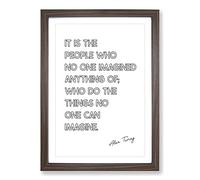 No One Imagined Alan Turing Quote Typography Framed Print | A2 Walnut Framed Wall Art | Ready to Hang | Modern Positive Affirmations Picture | Living Room Bedroom Lounge Office