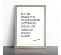 No One Imagined Alan Turing Quote Typography Framed Wall Art Print A3 Oak