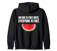 No One Is Free Until Everyone is Free Quote with Watermelon Zip Hoodie