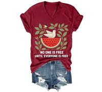 No One is Free Until Everyone is Free Shirt Vintage Floral Flag Subtle Watermelon Graphic Tee Tops