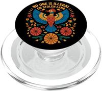 No One Is Illegal On Stolen Land Folk Bird Indigenous Rights PopSockets PopGrip for MagSafe
