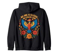 No One Is Illegal On Stolen Land Folk Bird Indigenous Rights Zip Hoodie