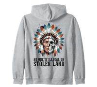 No One is Illegal on Stolen Land - Native American Roots Zip Hoodie