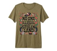 No One is Illegal On Stolen Land Native Rights Immigration Premium T-Shirt