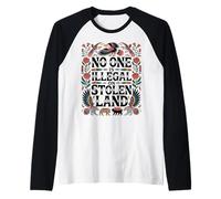 No One is Illegal On Stolen Land Native Rights Immigration Raglan Baseball Tee