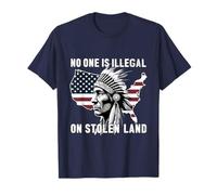 No One is Illegal Stolen Land Native Pride Awareness Retro T-Shirt