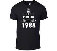 No One is Perfect Except Those Born in Year 1988 Unisex Tshirt Birthday Gift Present Funny Novelty Top Black