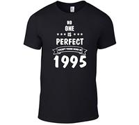 No One is Perfect Except Those Born in Year 1995 Unisex Tshirt Birthday Gift Present Funny Novelty Top Black