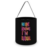 No One Knows I'm Bisexual Hallowee Bucket Candy Bags Canva Tote Bag | Portable Reusable Easter Basket Tricking or Treating Party Handbags
