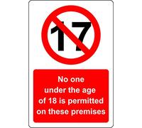No one under the age of 18 is permitted on these premises Safety sign - Self adhesive sticker 200mm x 150mm