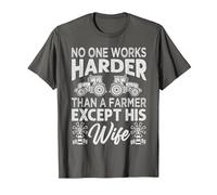 No One Works Harder Than A Farmer Except His Wife T-Shirt, Men, Asphalt Grey, Medium
