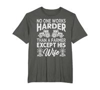 No One Works Harder Than A Farmer Except His Wife T-Shirt, Men's Big and Tall, Asphalt Grey, 3X Tall