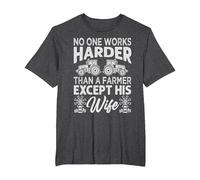 No One Works Harder Than A Farmer Except His Wife T-Shirt, Men's Big and Tall, Dark Heather Grey, 6X Tall