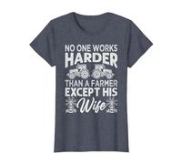 No One Works Harder Than A Farmer Except His Wife T-Shirt, Women, Heather Blue, Medium