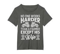 No One Works Harder Than A Farmer Except His Wife T-Shirt, Women's Plus, Asphalt Grey, 6X