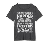 No One Works Harder Than A Farmer Except His Wife T-Shirt, Women's Plus, Dark Heather Grey, 4X