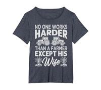 No One Works Harder Than A Farmer Except His Wife T-Shirt, Women's Plus, Heather Blue, 3X