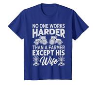 No One Works Harder Than A Farmer Except His Wife T-Shirt, Youth, Royal Blue, Medium