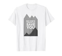 No Ones Coming to Save You Motivational Mountain Climber T-Shirt, Men, White, XL