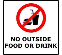 No Outside Food or Drink | 30cm x 30cm | Red/White - PVC Plastic Sign for Restaurants, Cafés, Offices, Event Venues, Customer Policy Notice | UK-Made with Renewable Energy