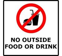 No Outside Food or Drink | 30cm x 30cm | Red/White - Vinyl Sign for Restaurants, Cafés, Offices, Event Venues, Customer Policy Notice