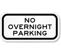 No Overnight Parking Aluminum Sign, 12 high x 8 wide