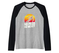 No Pads No Mercy Roller Derby Skater Sunset Raglan Baseball Tee