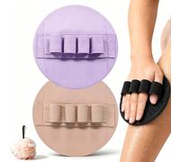 No-Pain Exfoliating Bath Scrubber Glove, Universal Soft Rubber Shower Scrubber, Finger Strap Silicone Back Brush for All Skin Types, Deep Cleaning (Purple+Pink)