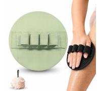 No-Pain Exfoliating Bath Scrubber Glove, Universal Soft Rubber Shower Scrubber, Finger Strap Silicone Back Brush for All Skin Types, Deep Cleaning (Green)