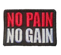 No Pain No Gain Embroidered Patch, 3 inches - Hook and Loop Backing, Fitness Gym Motivational Patch for Backpacks