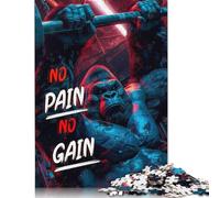 No Pain No Gain Gorilla Puzzles 500 Pieces for Teenagers Gifts Puzzle for Adults And Teenager for Adults Teenagers Age 12+ 500pcs (52x38cm)