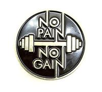 No Pain No Gain Gym Weights Motivation Lift Metal Enamel Workout Exercise Pin Badge