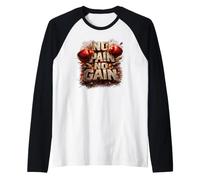 No Pain No Gain Kickboxing Nak Muay Thai Boxing Fighter Gift Raglan Baseball Tee
