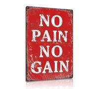 No Pain No Gain Metal Wall Sign 8×12 Inch - Motivational Gym Plaque - Fitness and Workout Wall Art for Home or Commercial Gym (2588)
