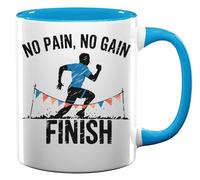 No Pain No Gain Run Until You Finish Ceramic Tea Coffee Mug Light Blue
