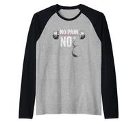 No Pain No Ghayn Gym Strength Islamic Arabic Design Raglan Baseball Tee