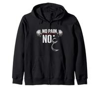 No Pain No Ghayn Gym Strength Islamic Arabic Design Zip Hoodie